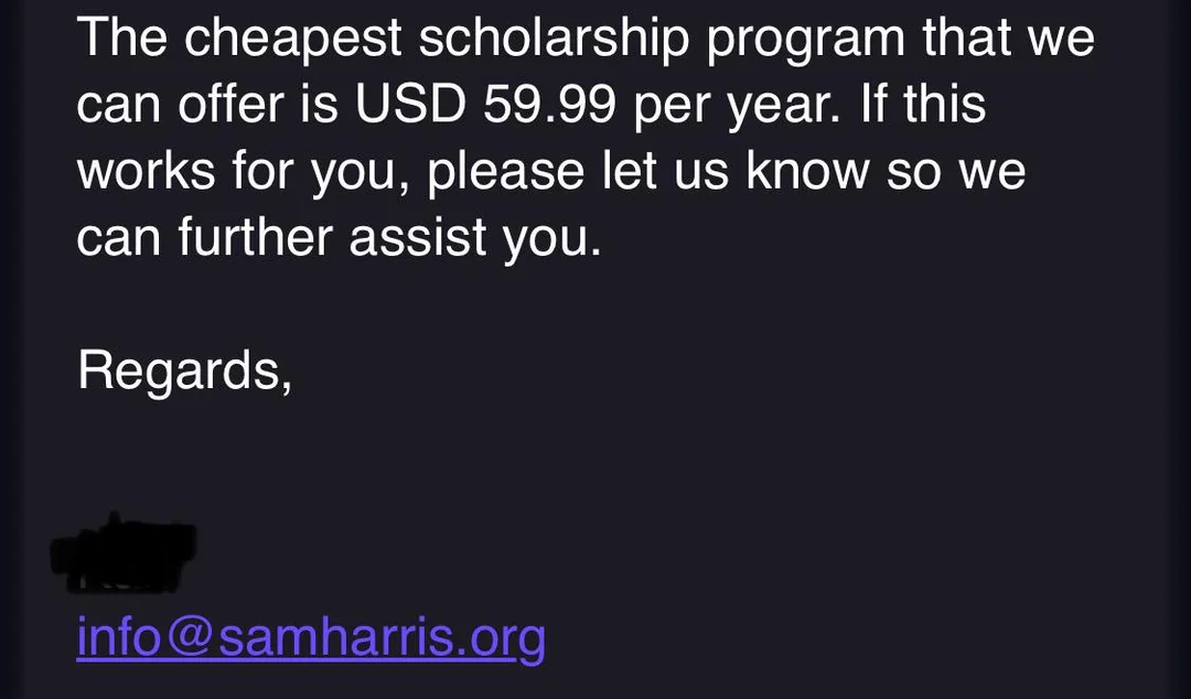 Sam Harris offers a hefty discount!